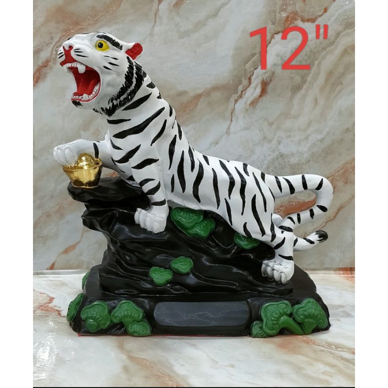 patung dewa harimau putih/ putih - fiber -12inch -03