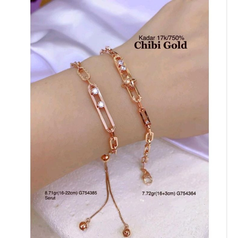 Chibi SALE - Gelang tangan serut emas 750 kadar 17k G754385