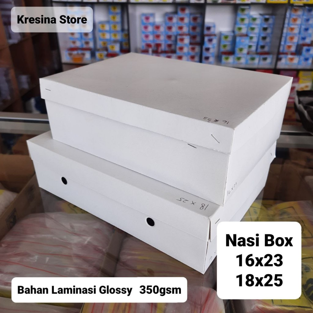nasi box 18x25 dan 16x23 paper box laminasi glossy nasi kotak catering prasmanan / tas kertas kardus
