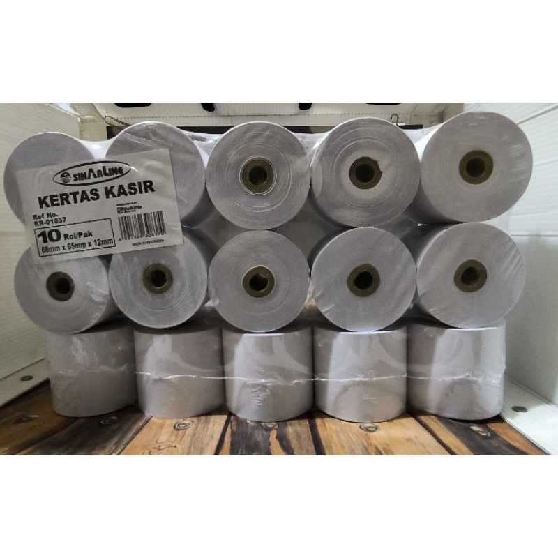 

Kertas struk kasir/kas register 68mmx65mmx12mm Hvs 1ply