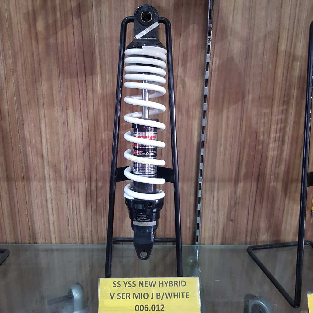 SHOCK YSS SINGLE SHOCK YSS NEW HYBRID  V SERIES MIO J BLACK WHITE PANJANG 310MM