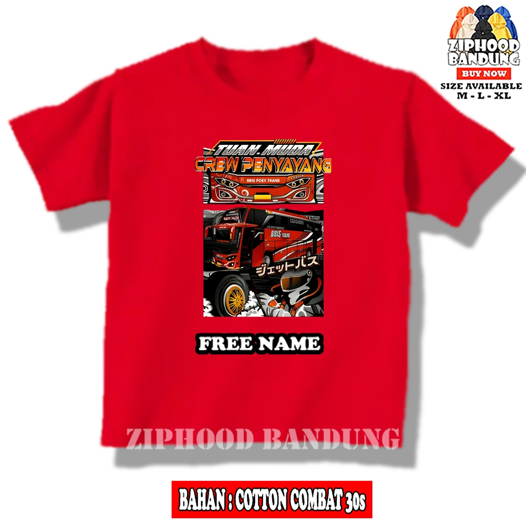 ZIPHOOD BANDUNG - Tshirt Kaos Anak Laki Laki Motif Bus Telolet Basuri Tuan Muda - Baju Anak Murah Mo