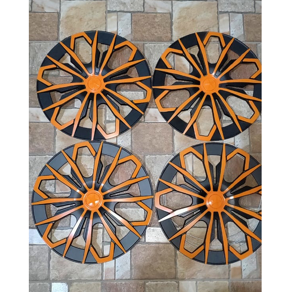 JF Orange Hitam - Dop Roda Mobil Ring 13 Dan 14 Wheeldop / Welldop / Cover Velg Mobil Universal
