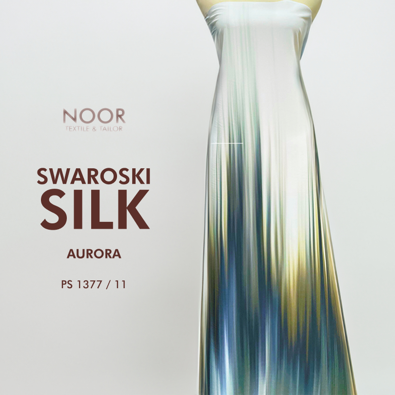 Silk Print | Swarovski - AURORA | Bahan Gamis | Kain print | Kain motif gradasi meteran
