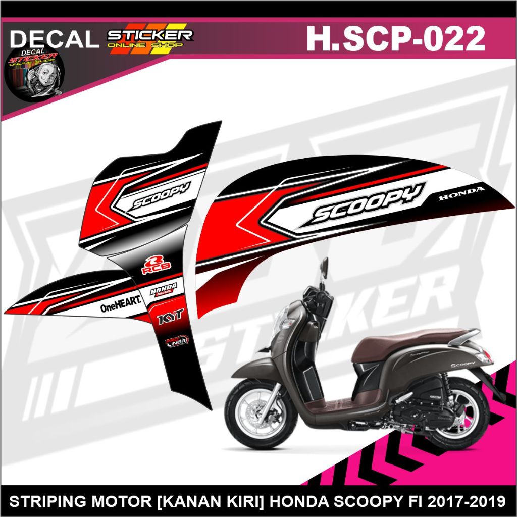 STRIPING MOTOR HONDA SCOOPY FI 2017-2019 STIKER MOTIF RACING DECAL KEREN