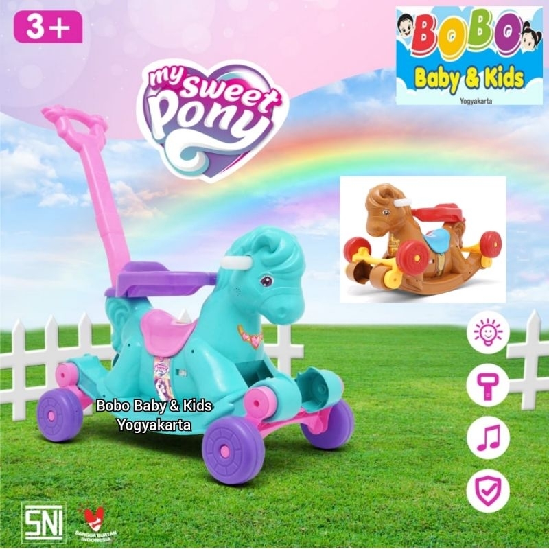 Kuda kudaan Anak 3in1 dgn Dorongan Rocking Horse Kuda Dorong Jungkat Jungkit Kuda Kudaan anak Kuda a