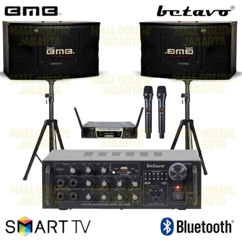 Paket salon bmb 10 inch karaoke sound system mic wireless