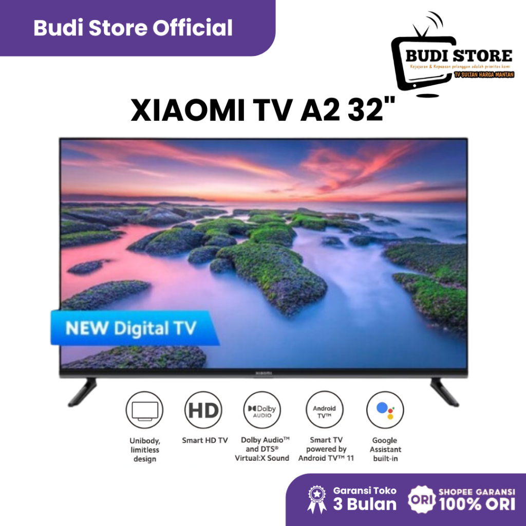 XIAOMI ANDROID TV 32 INCH A2 MI SMART TV FHD + BRACKET 100% Original - Budi Store Official