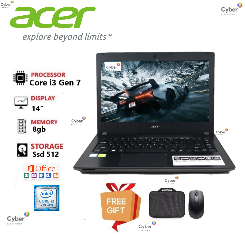 Laptop Acer Core i3 Gen7 Ram 8gb Ssd 512gb