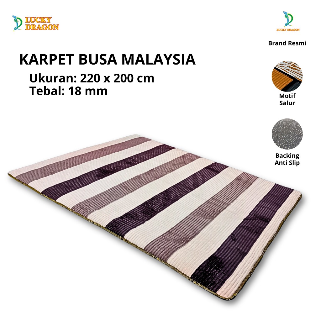 Karpet Malaysia Motif Salur Ukuran 220 X 200 CM Tebal 18 mm / Ambal Malaysia SALUR 7 kaki TEBAL DAN 