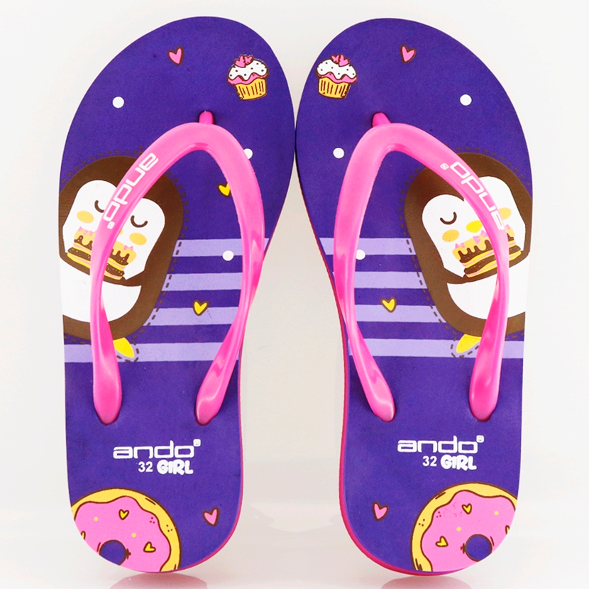 NEW  ANDO CAKE UNGU/FUCHSIA- Sandal Wedges Anak Besar Ando Surabaya