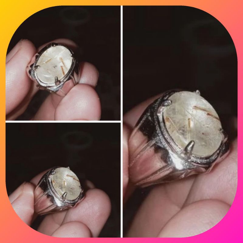 Cincin Kecubung Serat Rambut Emas Natural