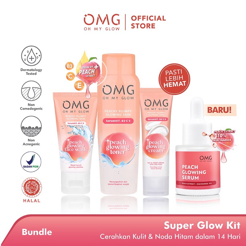OMG Skincare 1 paket lengkap 4 item Paket Bundling Best Seller OMG Super Glow Kit 4 in 1 ( Face Wash
