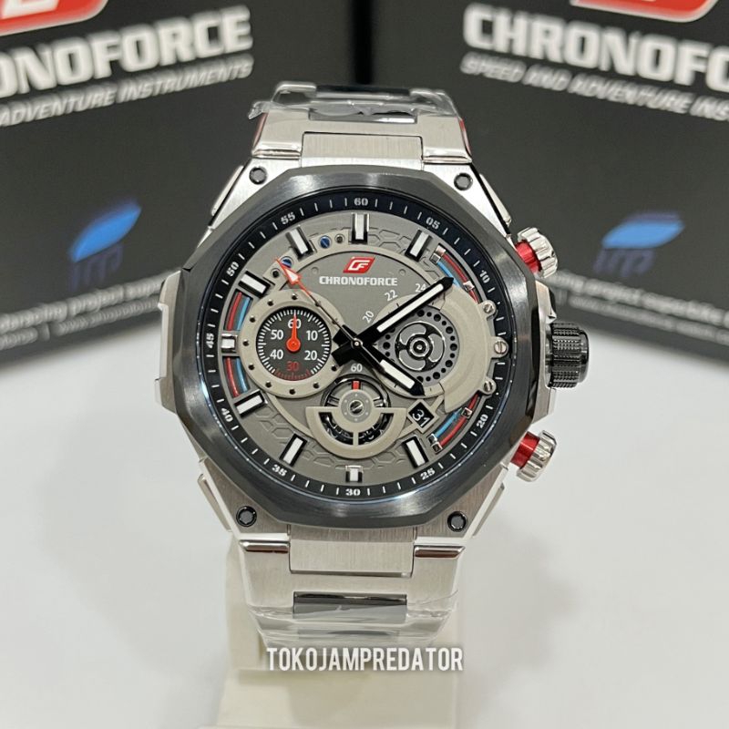 JAM TANGAN PRIA CHRONOFORCE CF 5340G GREY BLACK ORIGINAL
