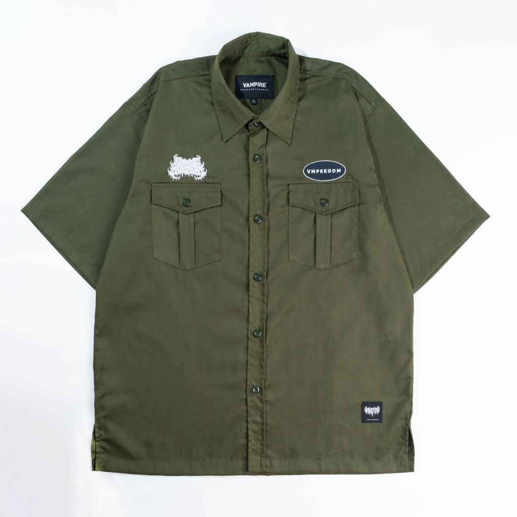 Workshirt Pria Kemeja Kerja Cowok Green Works Vampire Kingdom