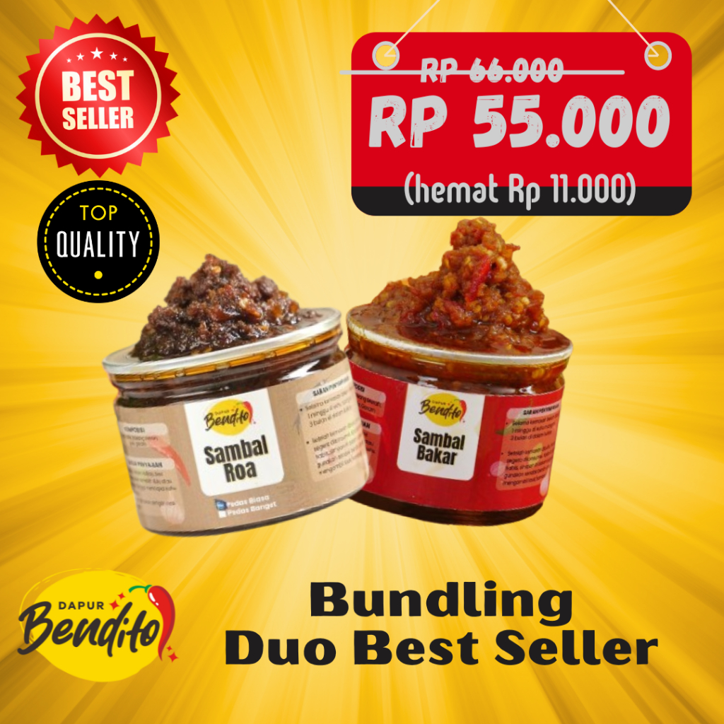 

SAMBAL BENDITO - Sambal Roa Manado dan Sambal Bakar - Paket Bundling 2 Sambal Enak Khas Asli Manado