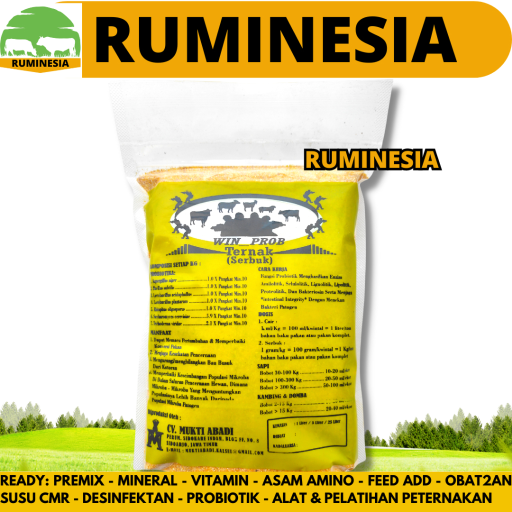 WIN PROB KERING 1 KG - Probiotik Ternak Untuk Fermentasi Pakan & Campur Pakan Sapi Kambing Domba