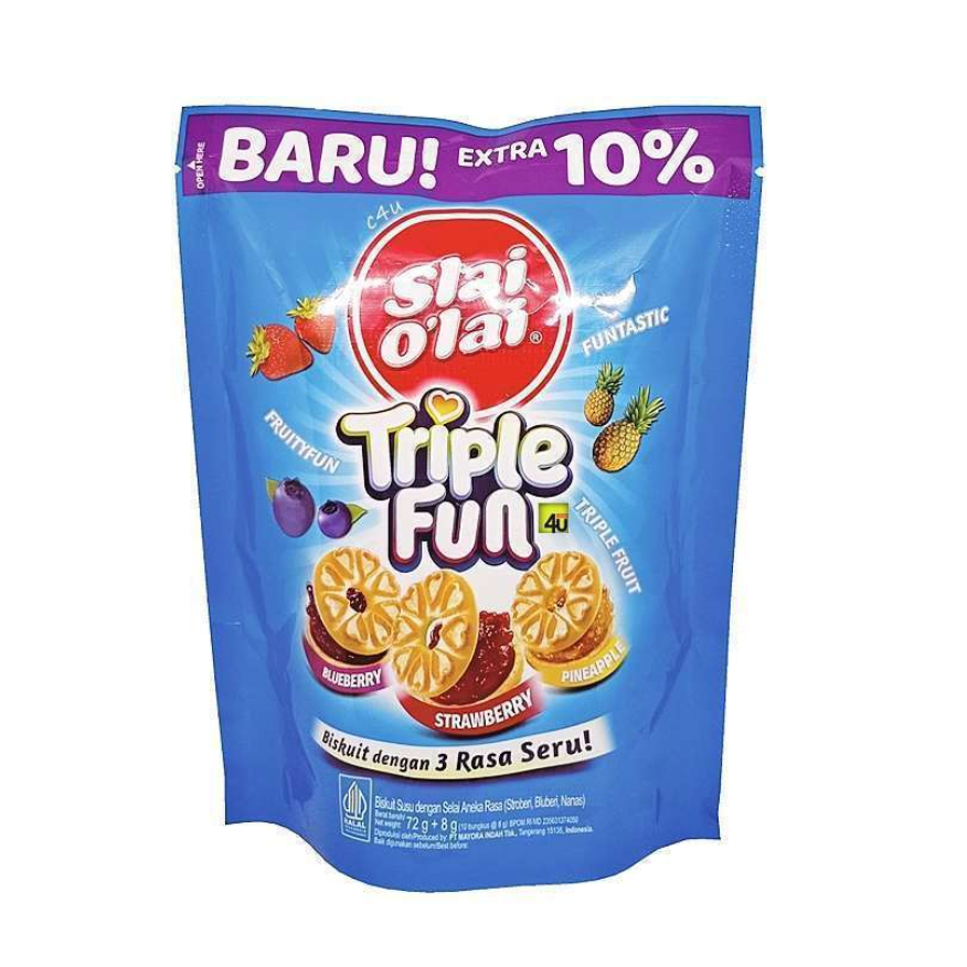 

Slai O'lai TRIPLE FUN Biskuit Selai Buah Pouch 80gr