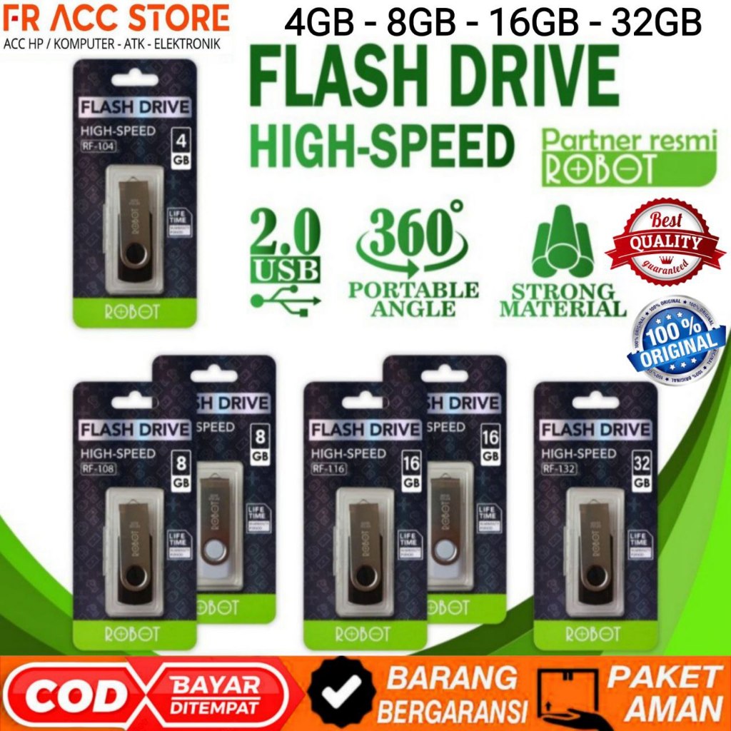 Flashdisk Original ROBOT FLASHDISK 32GB/16GB/8GB/4GB FLASH DISK ORIGINAL