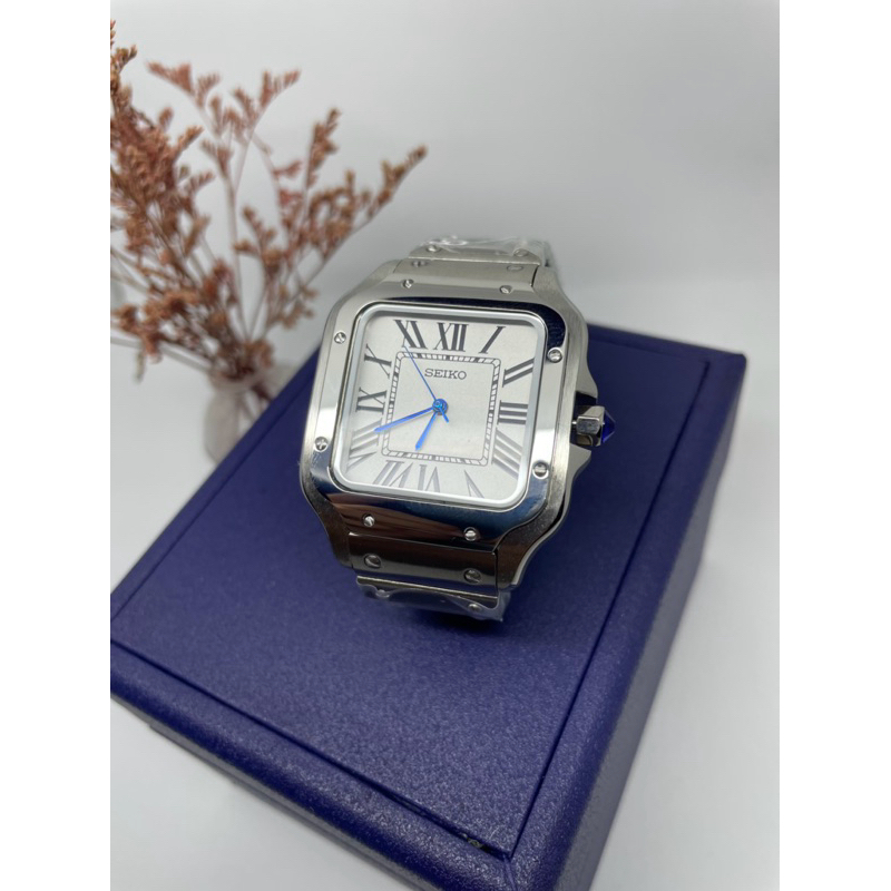 JAM TANGAN PRIA OTOMATIS SEIKO MODS CARTIER SANTOS NH35 NH36