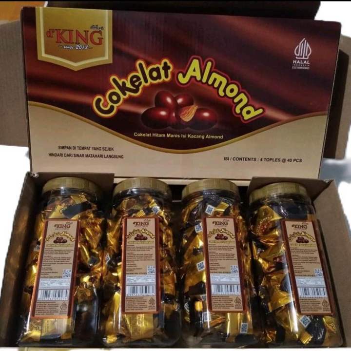 

Coklat Almond King Satu Dus Isi 4 Toples Per Toples Isi 40 Pcs Sertifikasi Halal Murah