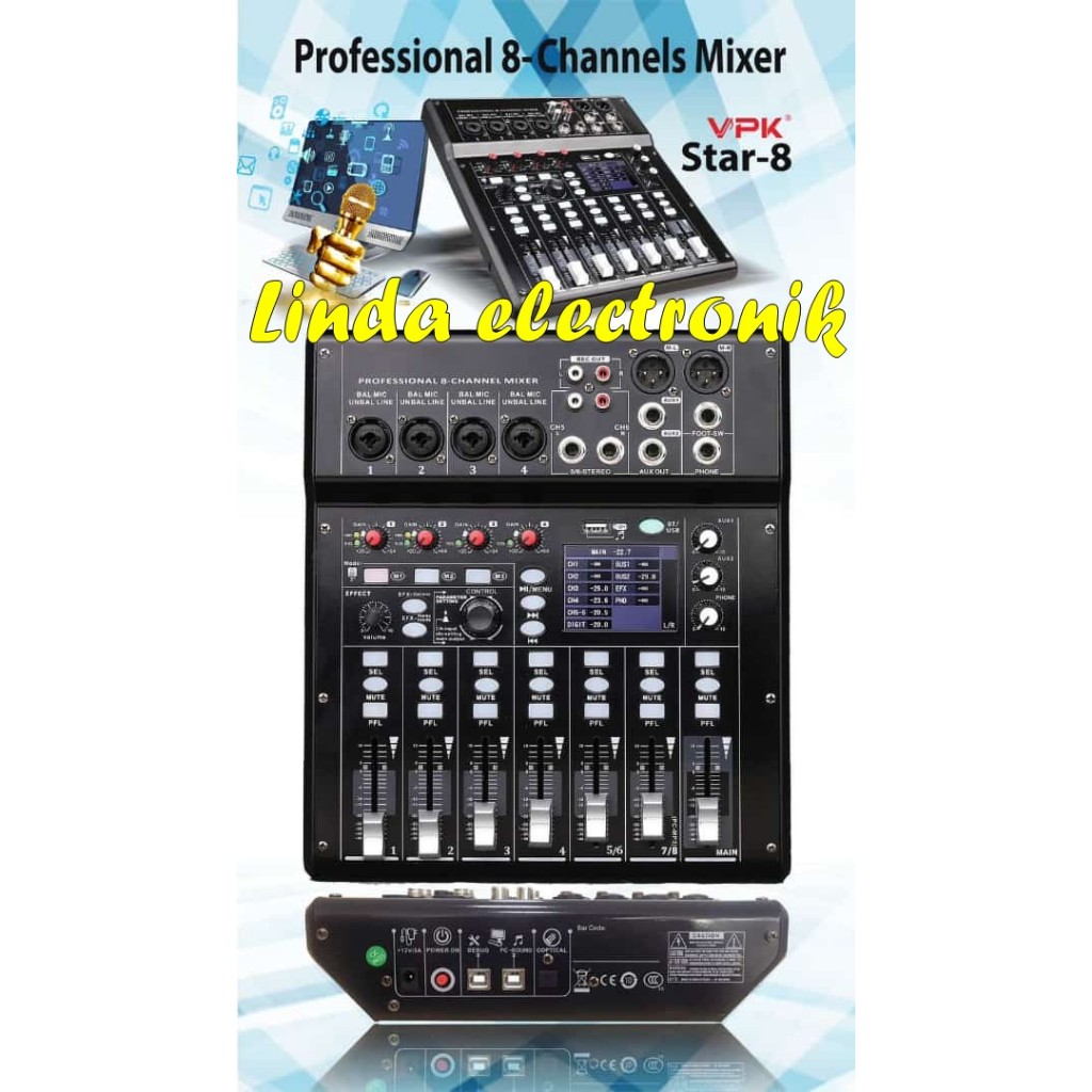new mixer digital vpk star 8 8 channel garansi resmi 1 tahun
