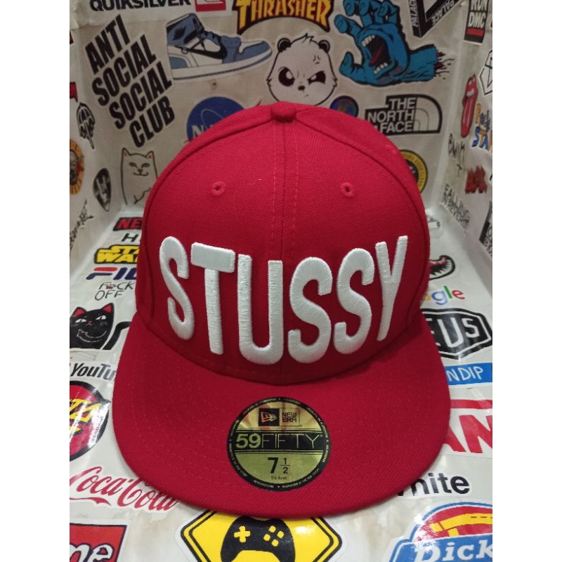 Topi snapback new era x stussy bigscript