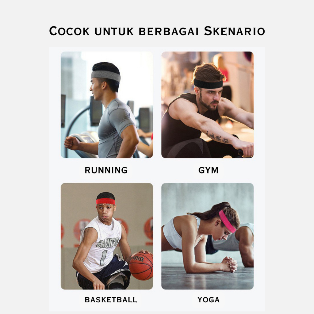 Saelaris_ Headband Sport Unisex Polos - Bando Olahraga Cowok Cewek Polos - Headband Premium