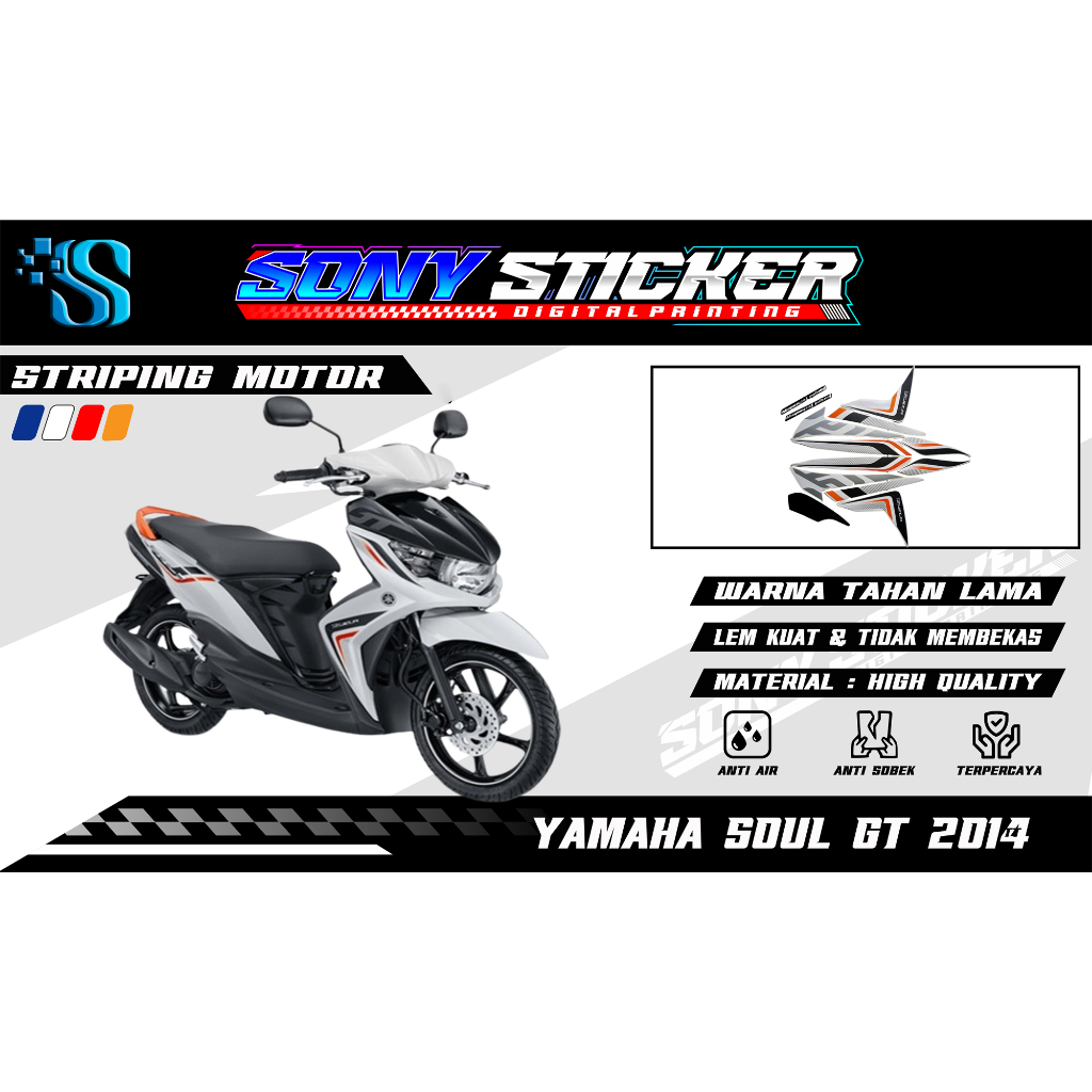 Stiker List Body Motor Mio Soul GT 2014 - Striping Standar Yamaha Mio Soul GT Tahun 2014