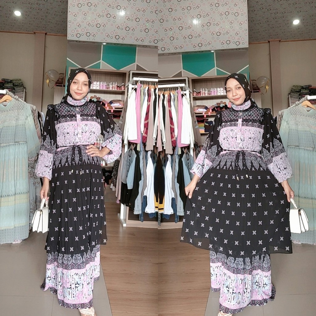 Anindya Fashion Presents Busana Muslim Wanita Gamis Raya Set Hijab 328 38970 Motif Bahan Ceruti Deng