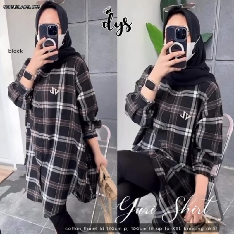ATASAN TUNIK WANITA JUMBO/YURI/SHIRT BLOUSE TUNIK WANITA KATUN FLANEL JUMBO LD 120 CM FIT XXL
