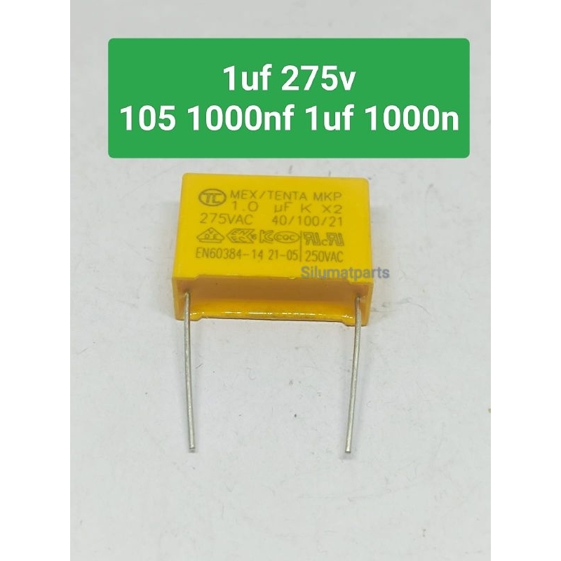 MKP X2 105 1000nf 1uf 275V / Kapasitor MKT MKM 105 275volt