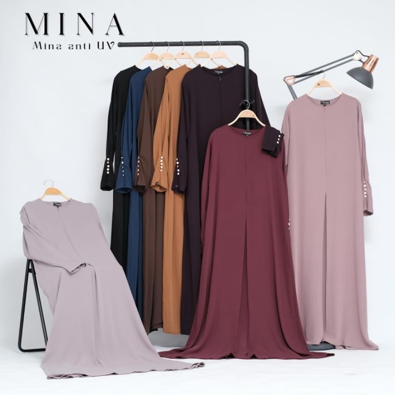 [NWT] Abaya Mina gamis Bonavista bahan sultan Mina anti UV army dark teal