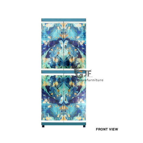 LEMARI PLASTIK SERBAGUNA FULL RAK MOTIF KERAMIK BIRU / LEMARI PLASTIK MULTIFUNGSI COCOK UNTUK ANAK K