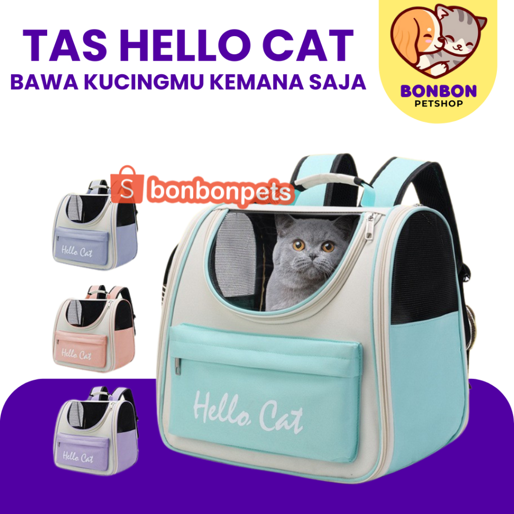 Tas Kucing Tas Ransel Kucing Pet Carrier Tas HELLO Cat Cat Bag Tas Hiking Untuk Membawa Kucing Tas R