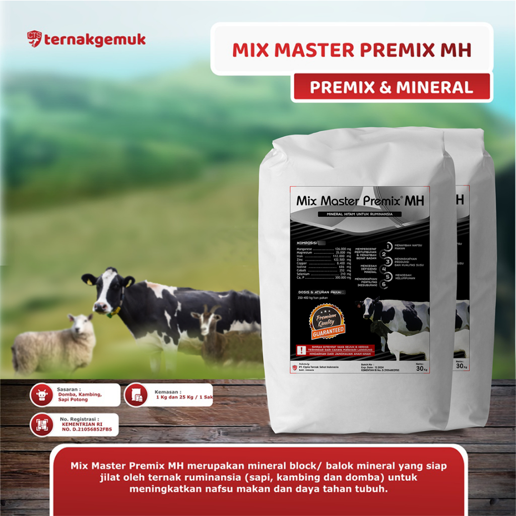 1 ZAK PREMIX TERNAK PREMIUM MINERAL HITAM MIX MASTER PREMIX MH PREMIX MINERAL HITAM HEWAN TERNAK
