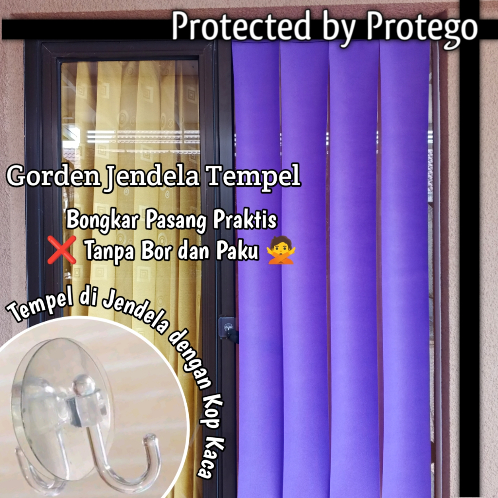 Gorden Jendela Tempel Magic Mudah Bongkar Pasang Praktis Tanpa Bor & Paku PROTEGO Korden Tirai Horde