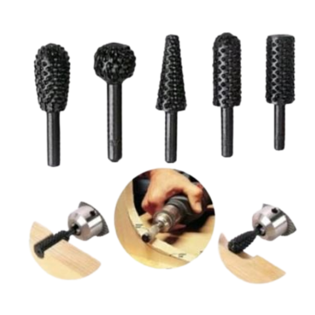 Mata Bor Gerinda Kikir Ukir Kayu Set 5 Pcs RASP Mata Tuner Grafir Kayu Gerinda Bor Rotary Rasp Set 5