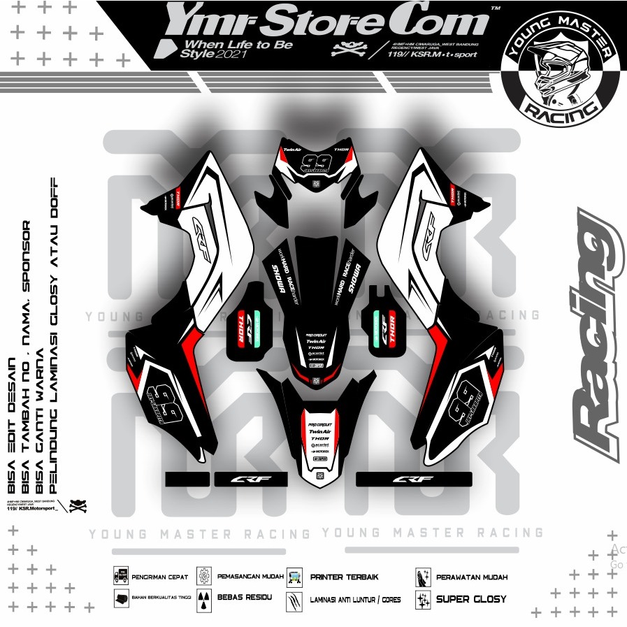 DECAL STICKER MOTOR HONDA CRF 150 L NEW SUPERMOTO/CRF 150 OLD/CRF 230/CRF 250/CRF 110/CRF 450/POLA P