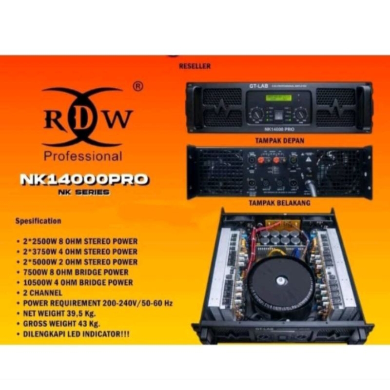 Power Amplifier RDW NK 14000 Pro Power RDW GT Lab NK 14000 Pro Class TD