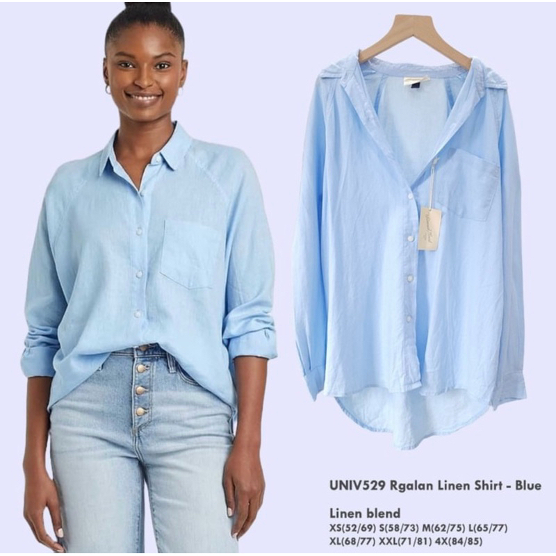 Kemeja Linen Wanita Lengan Panjang Oversize brand UNIVERSAL THREAD Original