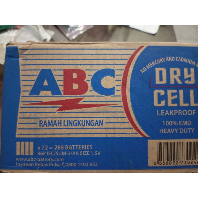 Baterai ABC Kecil Batu Jam Dinding R6P IEC/SUM-3/AA Size 1,5 V Kartonan Isi 12 Dus Kecil(6 pack x 4 