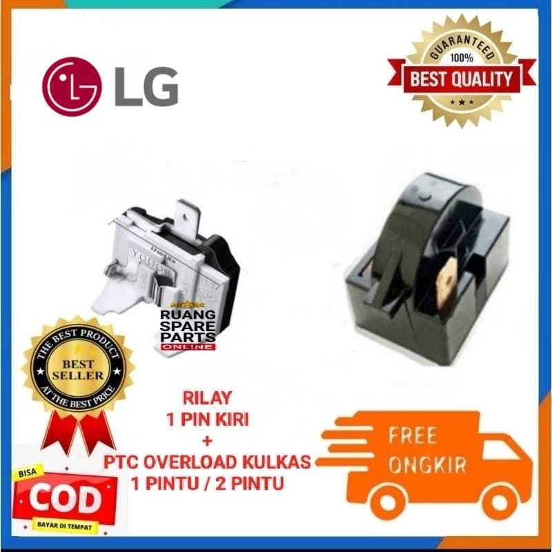 1 Set Relay 1 Pin Kiri + Ptc Overload Kulkas 1 Pintu / 2 Pintu LG