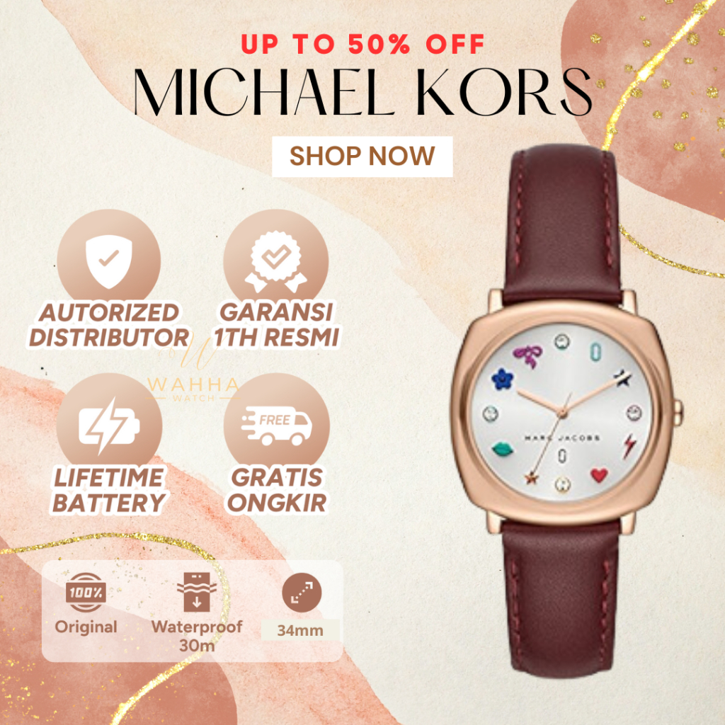 Jam Tangan Wanita Marc Jacobs Mandy MJ1598 Ladies Silver Dial Brown Leather Strap Women's Watch [BER