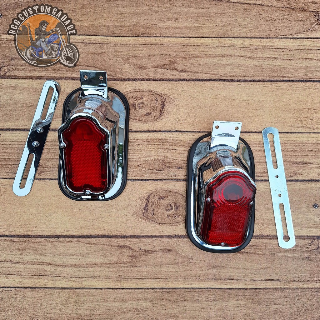 Stoplamp Brussel . Lampu belakang motor custom . tail lamp Chopper Bobber Harley Davidson