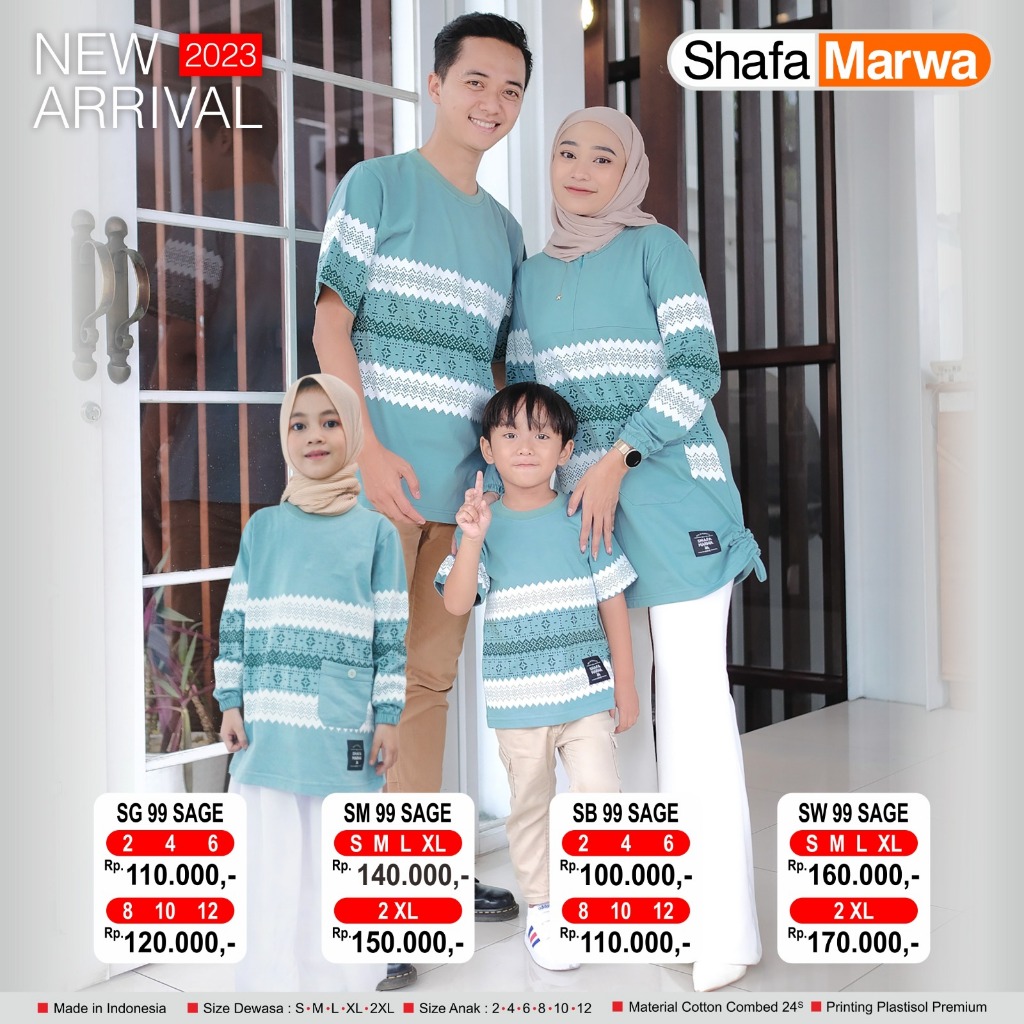 KAOS SHAFA MARWAH / KAOS SARIMBIT KELUARGA / KODE SM 99 SAGE / SIAP KIRIM