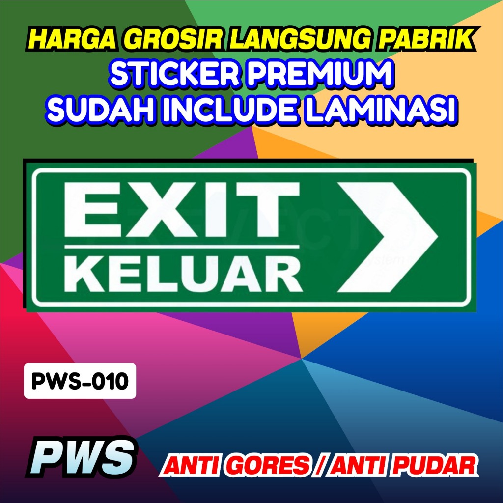 

Sticker Safety Sign Exit Keluar/Sticker Vynil Laminasi Exit/Label Sticker Safety Custom