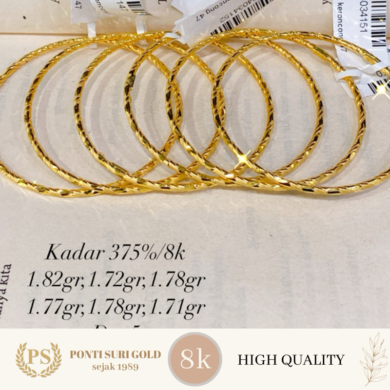 Gelang Keroncong kadar 375%/8k