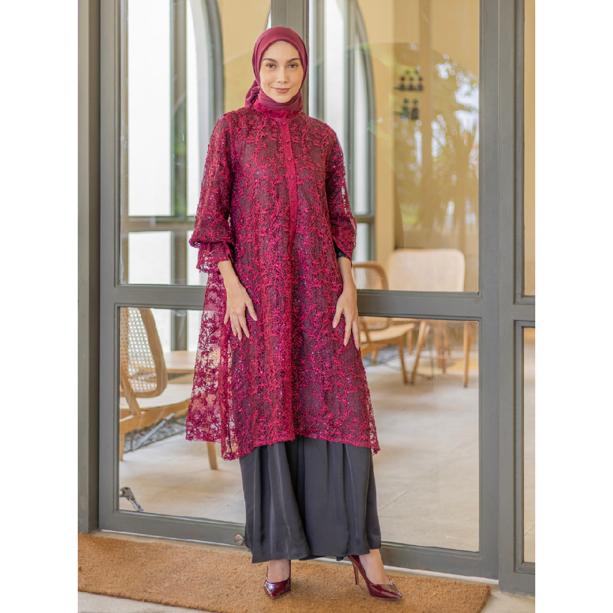 Heaven Lights Burgundy Kaila Tunik - XXL