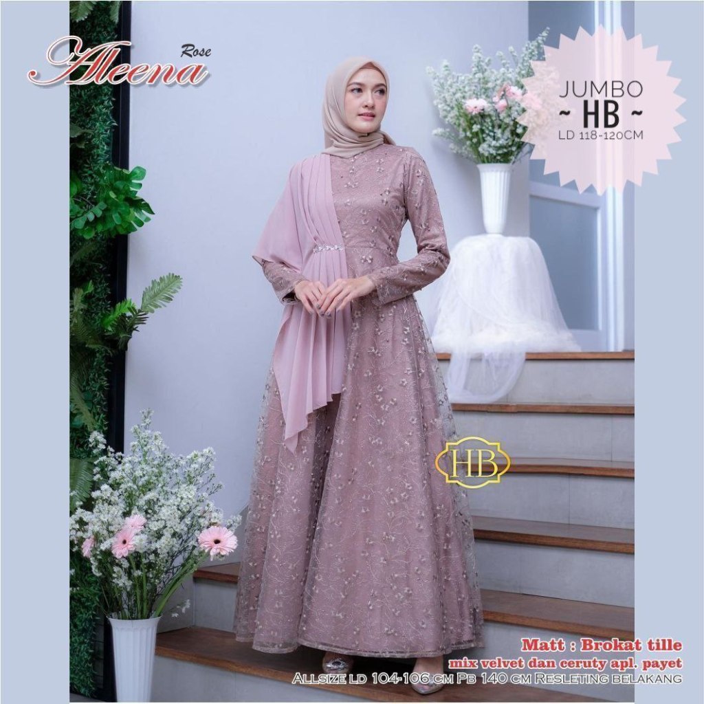 Fairyrozi Gamis Long Dress Maxi Aleena Allsize Standar & Jumbo Bridesmaid Lamaran Bahan Premium